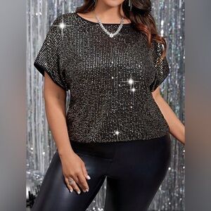 Elegant Black Sequin Blouse